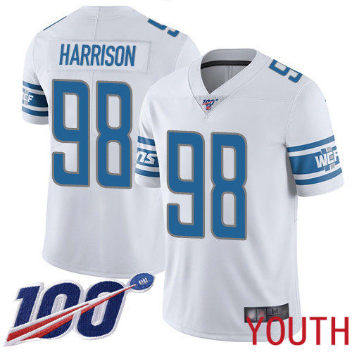 Detroit Lions Limited White Youth Damon Harrison Road Jersey NFL Football #98 100th Season Vapor Untouchable->women nfl jersey->Women Jersey